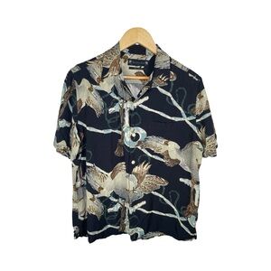 All Saints men’s buzzard print short sleeve dress shirt size medium